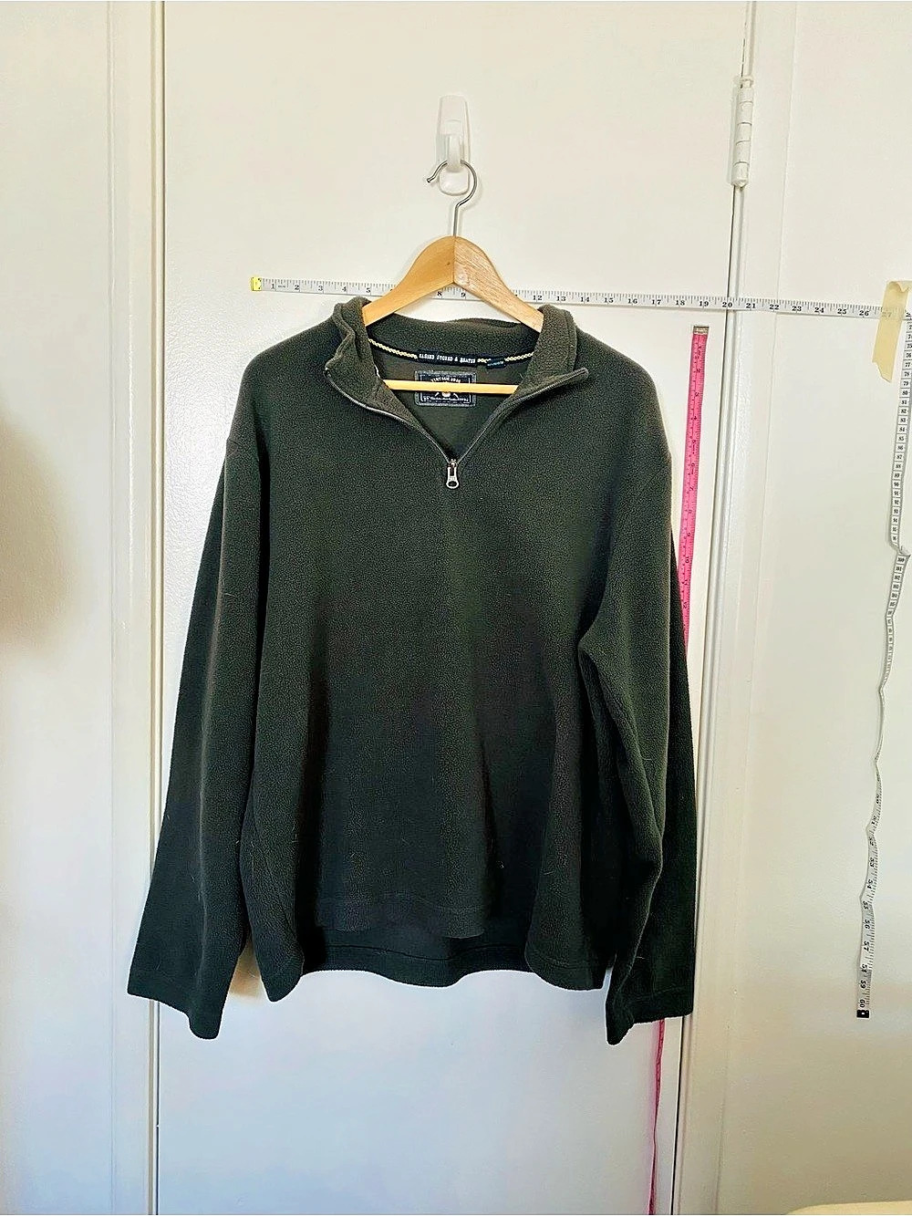 Vintage 1946 Fleece Quarter-Zip Pullover Charcoal Grey Large Like New
